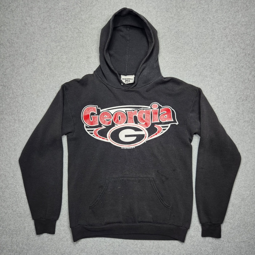 Vintage Georiga Bulldogs Hoodie Medium Black Lee Sports UGA Made‎ In USA 90s